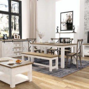 Borsgade Reclaimed Pine Bench - Antique White/Rustic Natural